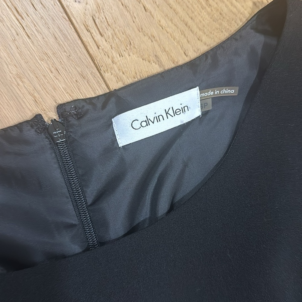 Calvin Klein Black Sheath Dress | Tailored Draped Waist | Minimalist Power Chic - Picture 5 of 8